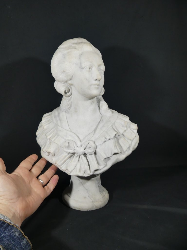 Buste De Jeune Femme En Marbre Signé A Bartel, époque XIX ème -photo-8