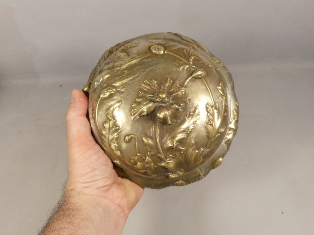 Lerolle Frères, Poppy Box In Double Patinated Bronze With Gilt And Silver, Napoleon III-photo-2