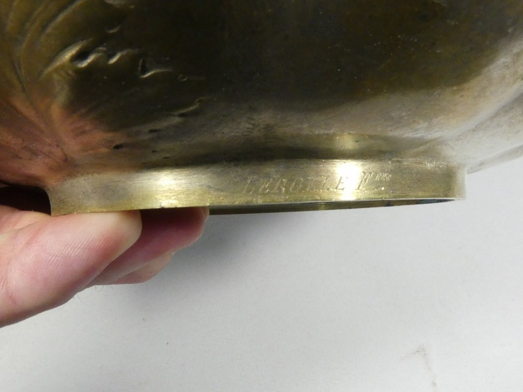 Lerolle Frères, Poppy Box In Double Patinated Bronze With Gilt And Silver, Napoleon III-photo-4