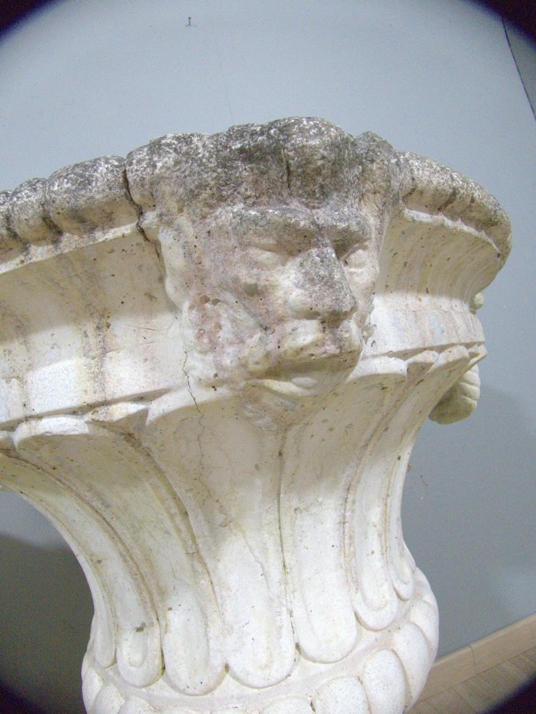 Pair Of Large Garden Vases (height 91 Cm) In Reconstituted Stone Cement Neoclassical-photo-7