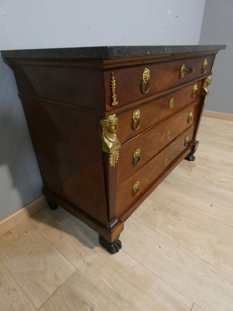Return From Egypt, Mahogany Chest Of Drawers From The Empire Period, Early 19th Century-photo-4