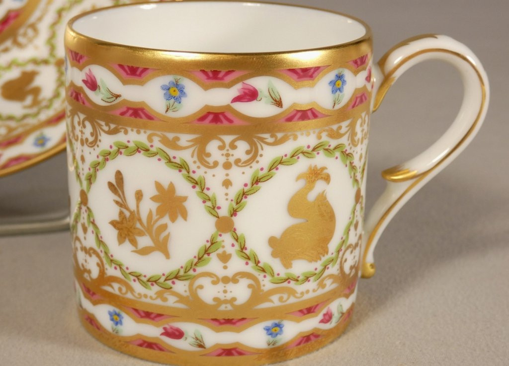 Dolphins, Manufacture Royale Bernardaud Historic Cup In Limoges Porcelain-photo-2