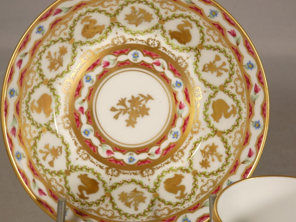 Dolphins, Manufacture Royale Bernardaud Historic Cup In Limoges Porcelain-photo-3