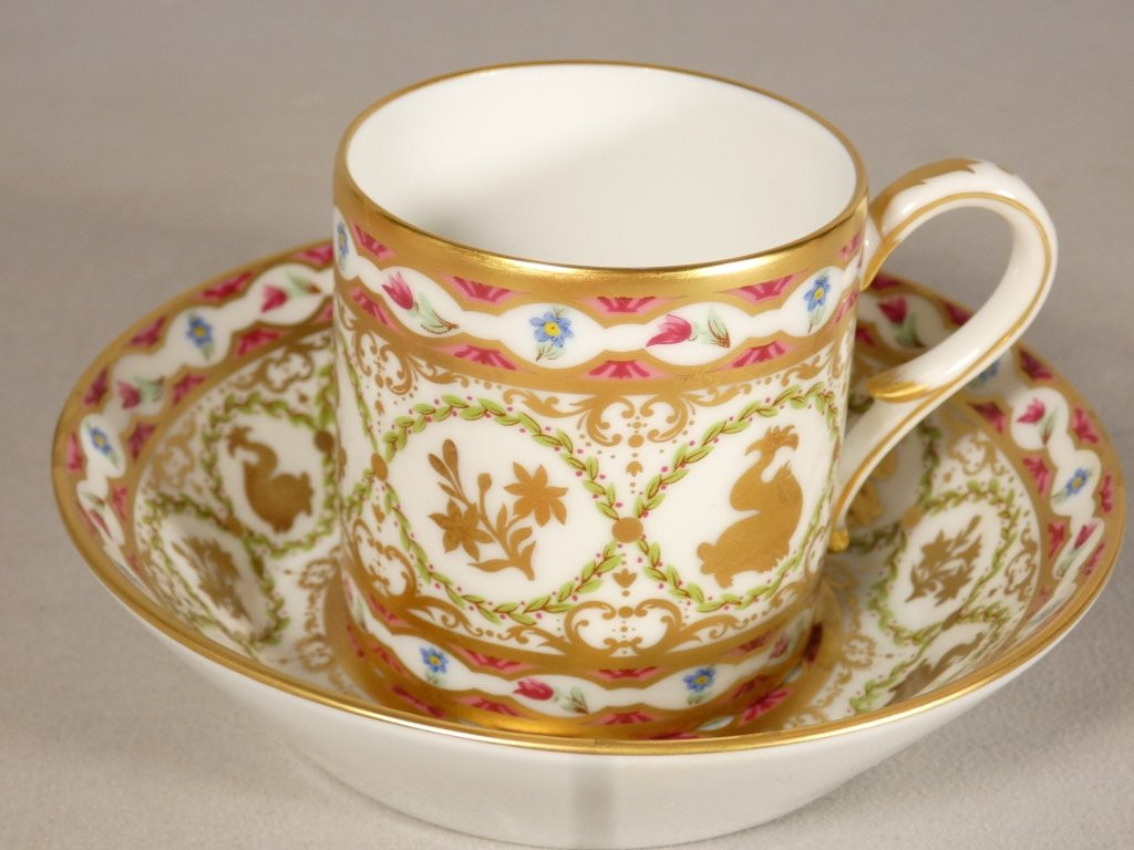 Dolphins, Manufacture Royale Bernardaud Historic Cup In Limoges Porcelain-photo-5