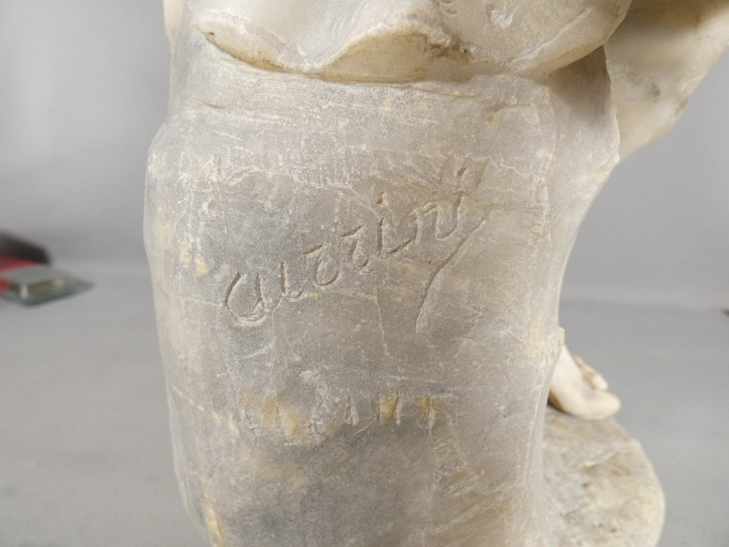 Antonio Cuzzini, sculpture en albâtre jeune femme, Italie vers 1920-photo-5