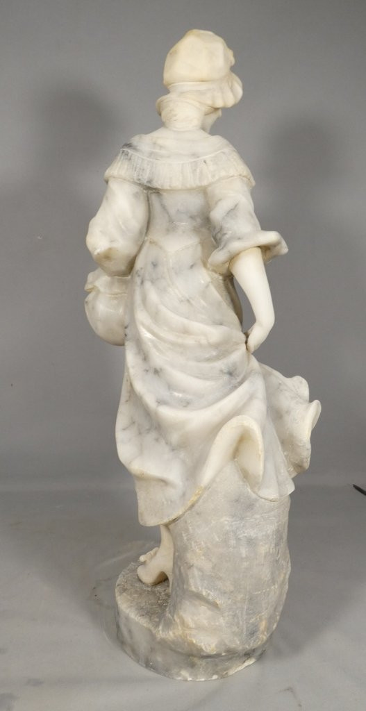Antonio Cuzzini, sculpture en albâtre jeune femme, Italie vers 1920-photo-6