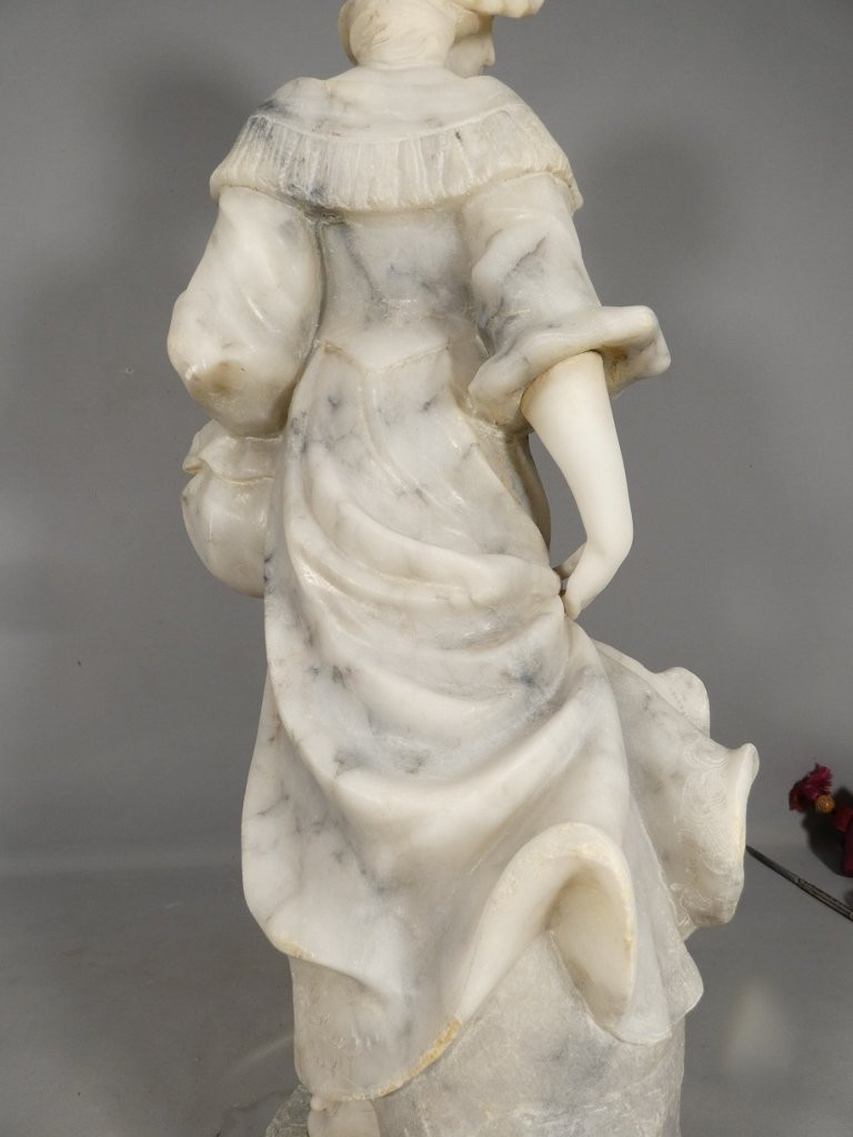 Antonio Cuzzini, sculpture en albâtre jeune femme, Italie vers 1920-photo-8