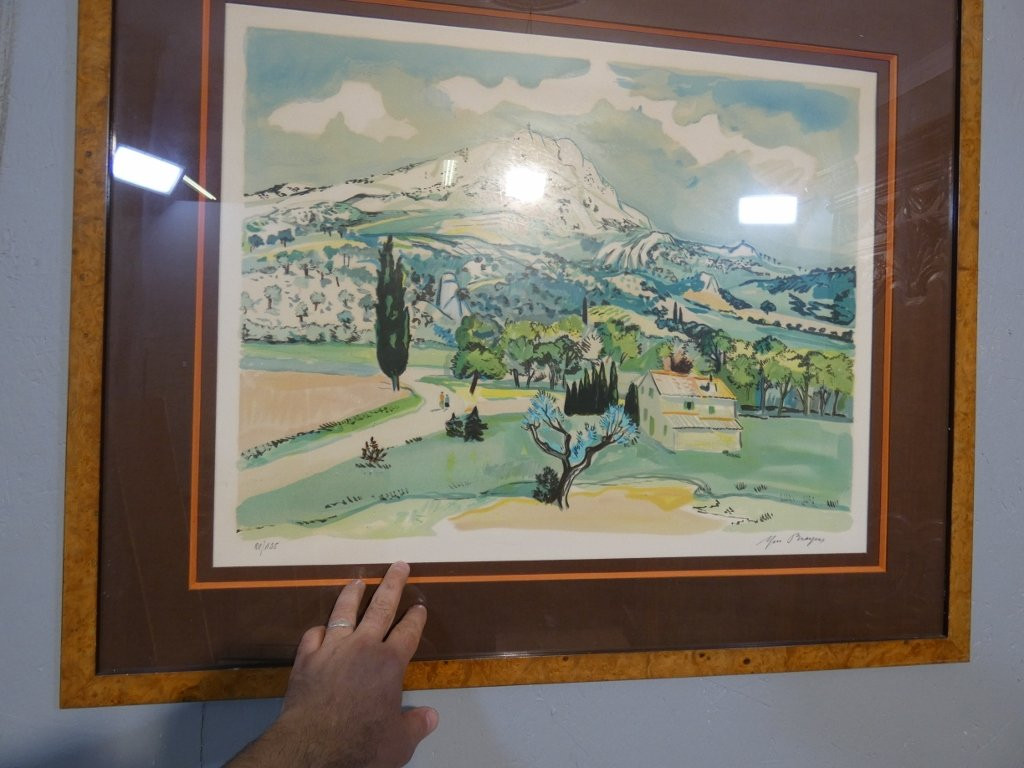 Yves Brayer And The Sainte Victoire Mountain, Provençal Landscape Lithograph-photo-3