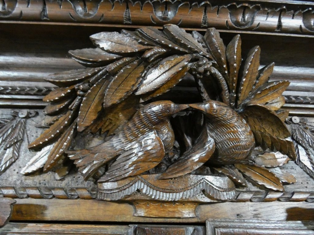  Norman Wedding Armoire In Oak With Mesh And Carvings Of Doves And Flowers, 18th Century-photo-5