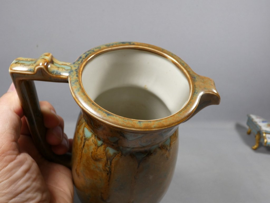 Camille Tharaud Limoges, rare broc &agrave; eau, pichet en porcelaine Art D&eacute;co-photo-3