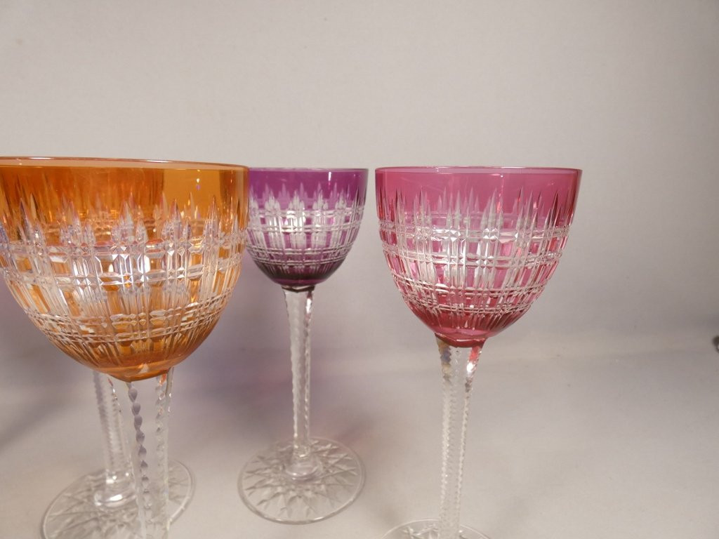 Baccarat Cavour, 6 Double-layer Cut Crystal Rhine Wine Glasses-photo-4