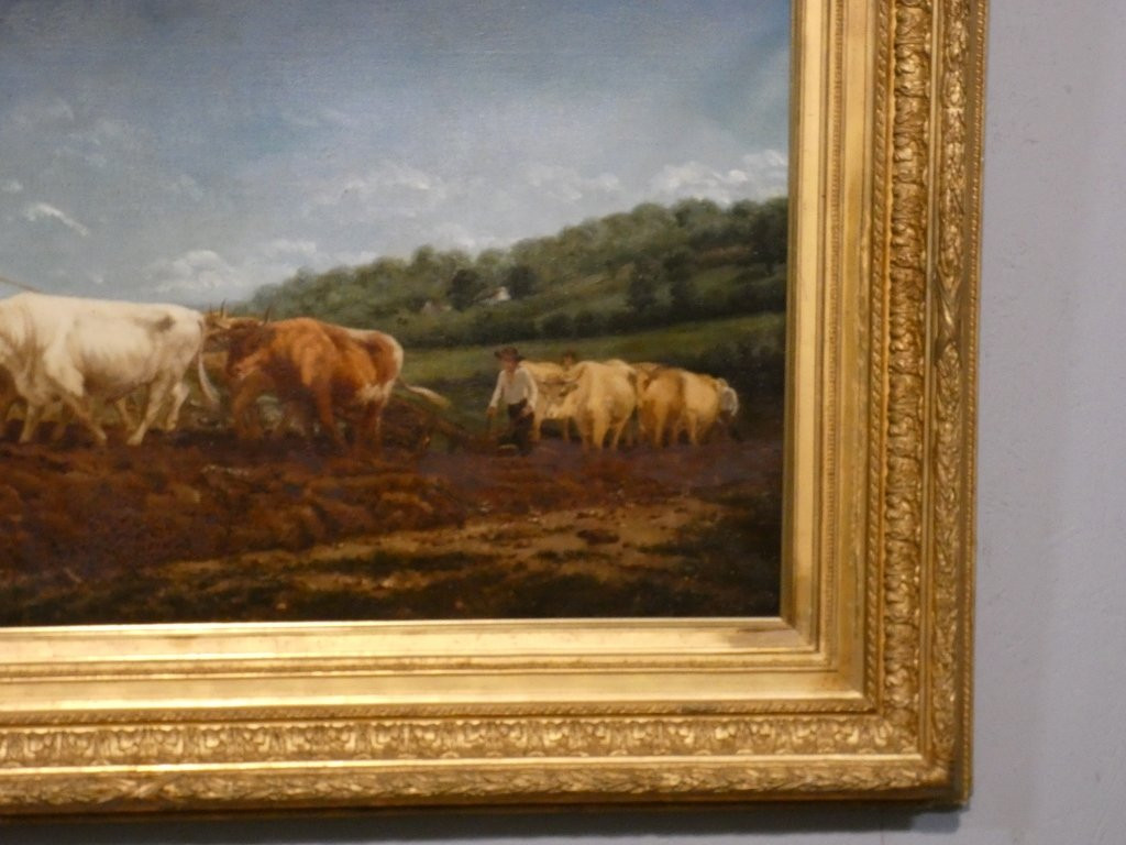 Rosa Bonheur (d&#039;apr&egrave;s) le Labourage Nivernais, huile sur toile cadre dor&eacute;, XIX &egrave;me-photo-3