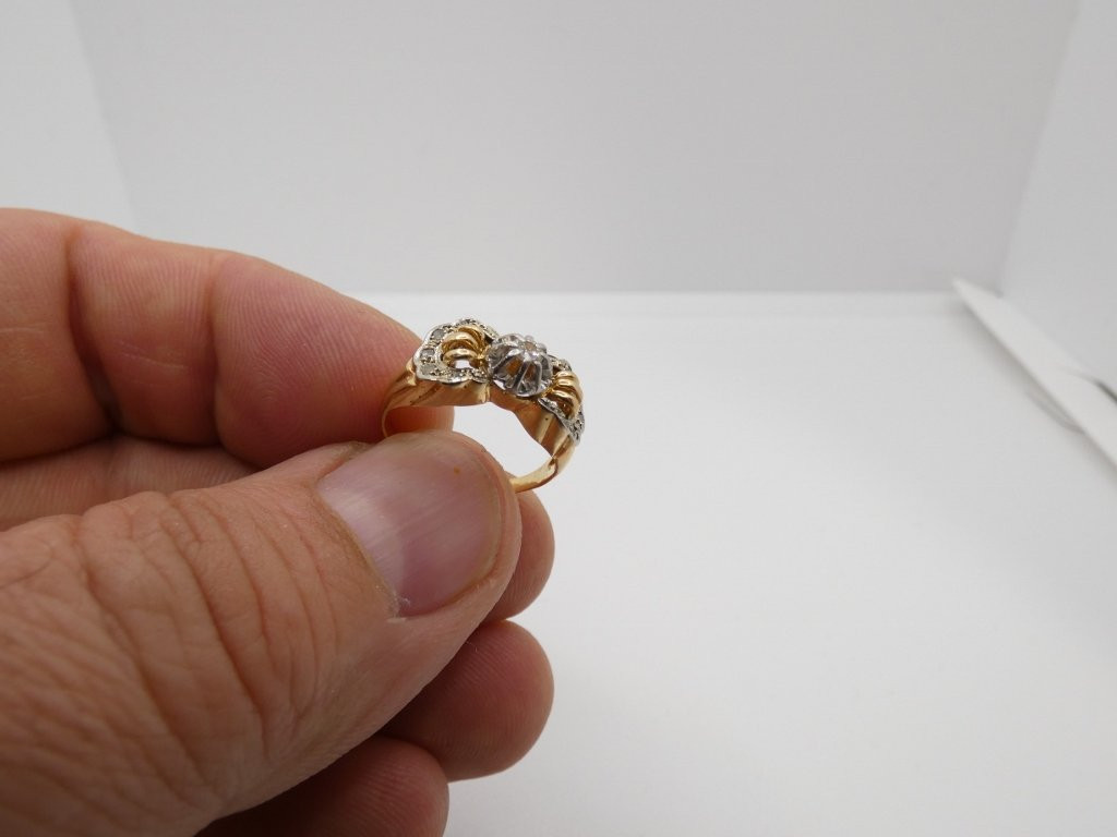 Ring From The 30s-40s In Yellow Gold And Diamond, Size 53-photo-2