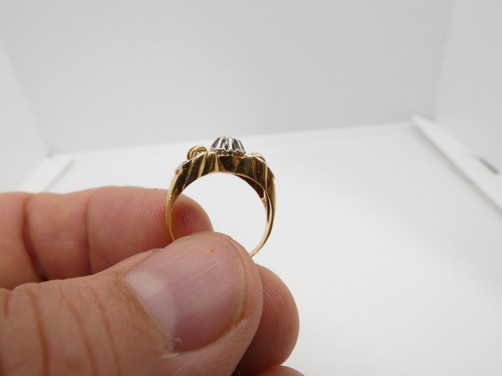Ring From The 30s-40s In Yellow Gold And Diamond, Size 53-photo-3