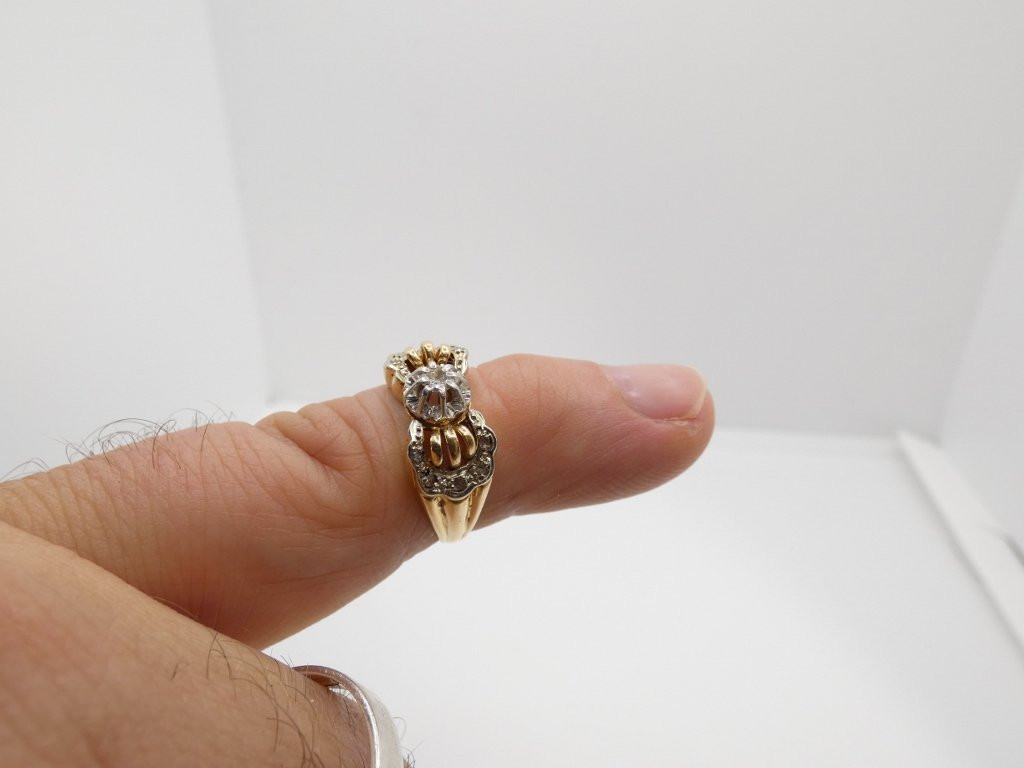 Ring From The 30s-40s In Yellow Gold And Diamond, Size 53-photo-5