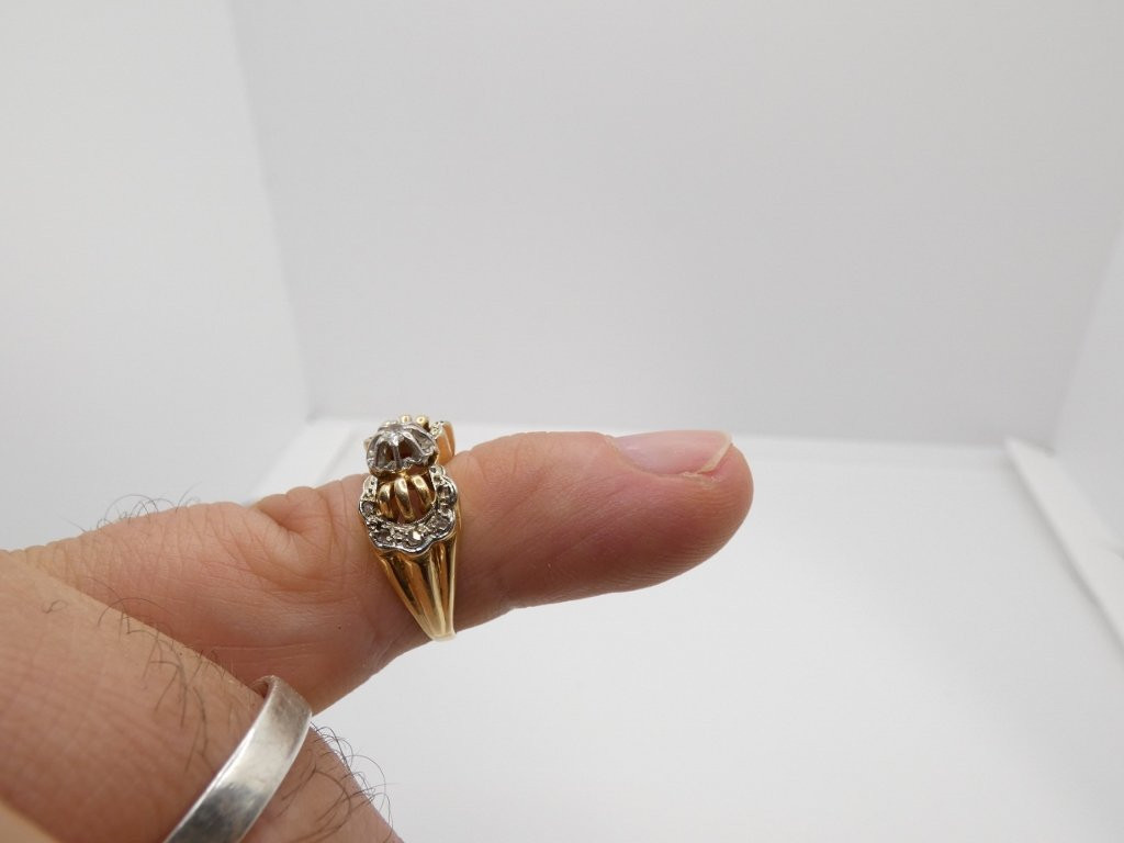 Ring From The 30s-40s In Yellow Gold And Diamond, Size 53-photo-6