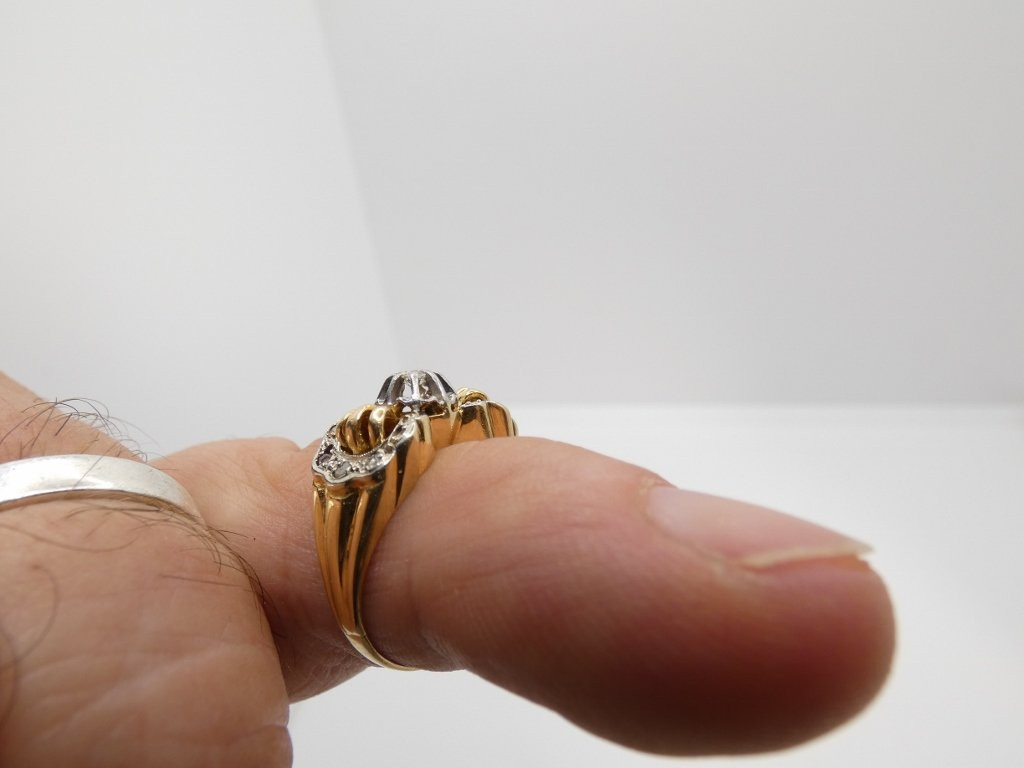 Ring From The 30s-40s In Yellow Gold And Diamond, Size 53-photo-7