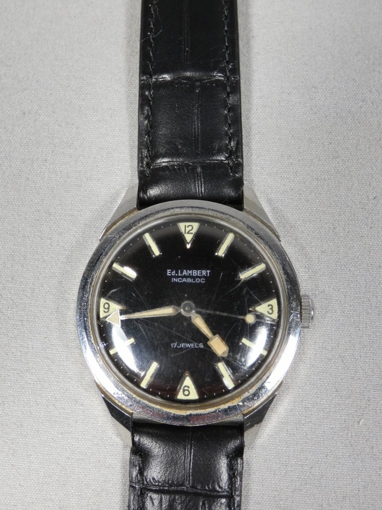 Vintage 1960s Ed Lambert Men's Steel Watch-photo-2