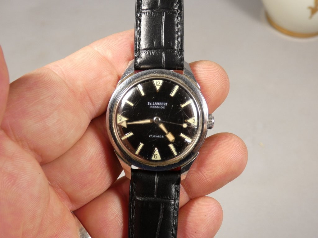 Vintage 1960s Ed Lambert Men's Steel Watch-photo-3