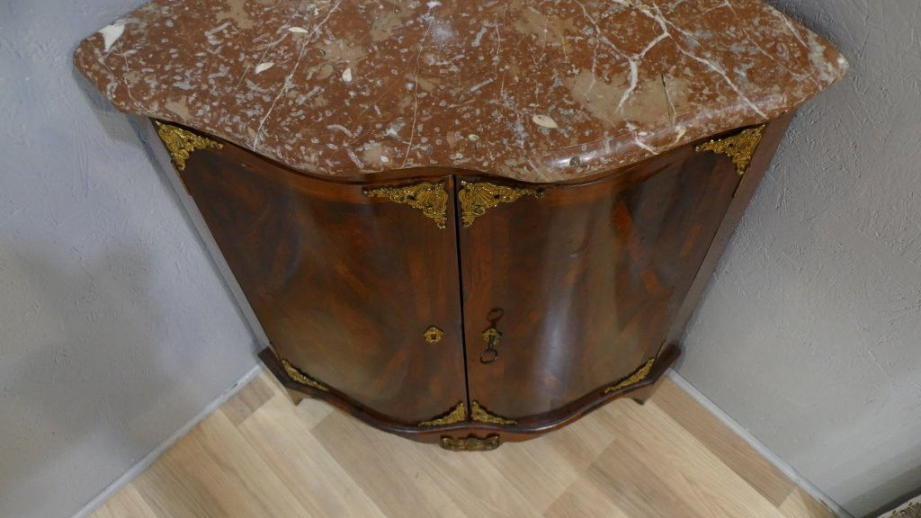 Encoignure d'époque Régence En Marqueterie De Palissandre Et Bronze Doré, XVIII ème-photo-1