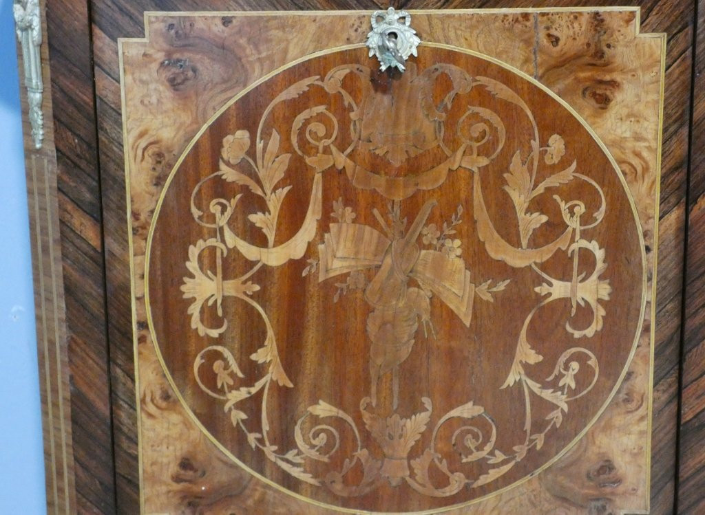Lady's Secretary In Cabinet, Bonheur Du Jour, Rosewood, Rosewood Marquetry, 19th Century-photo-2