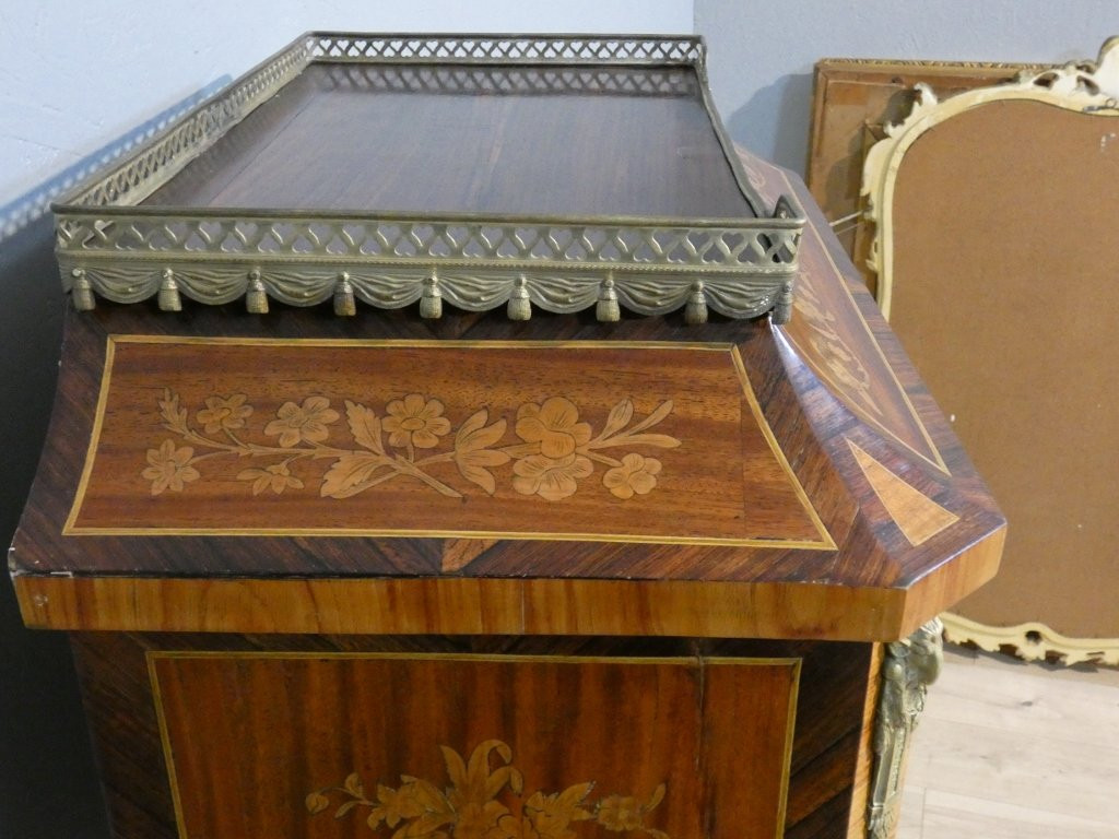 Lady's Secretary In Cabinet, Bonheur Du Jour, Rosewood, Rosewood Marquetry, 19th Century-photo-5