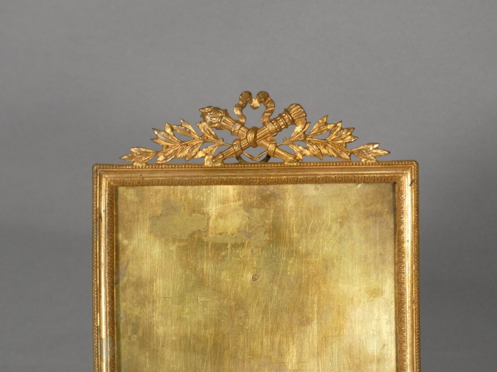 Cadre photo de style Louis XVI en bronze doré, époque fin XIX ème-photo-2