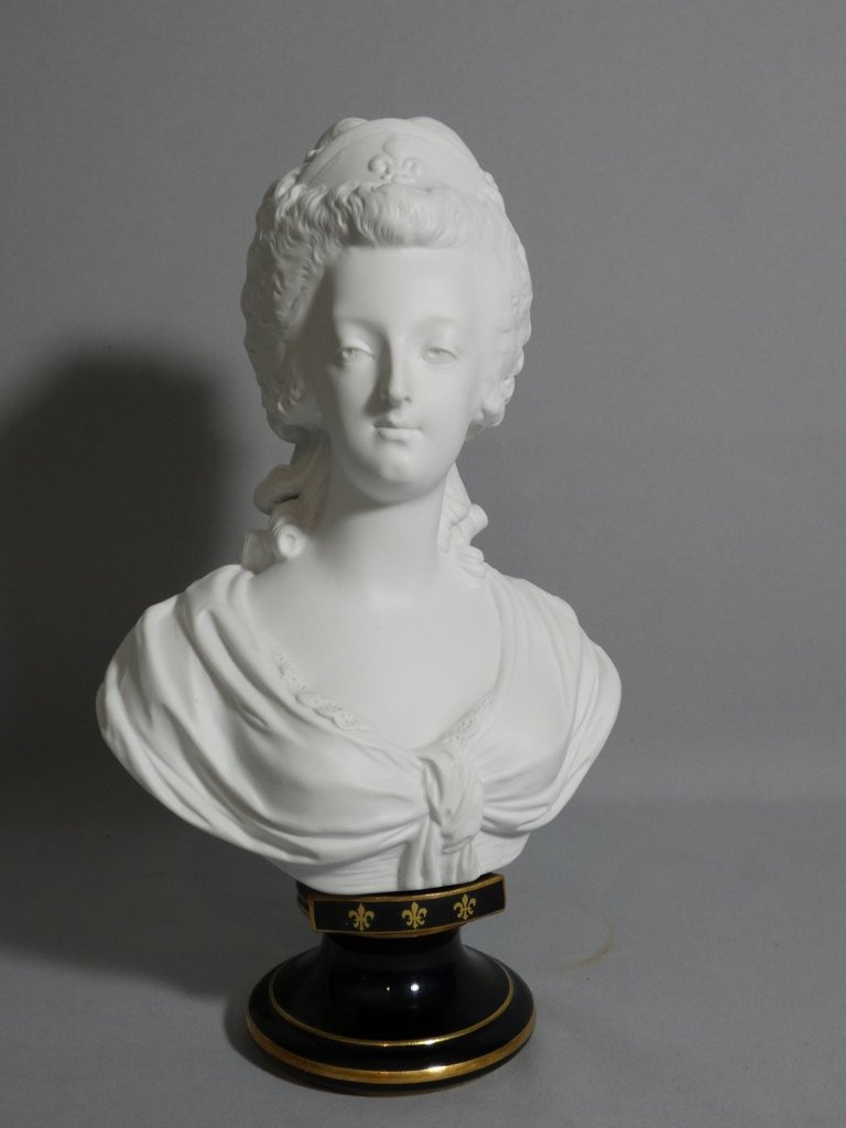 Marie Antoinette, Reine de France, sculpture en biscuit de porcelaine, Martial Redon, XIX ème-photo-2