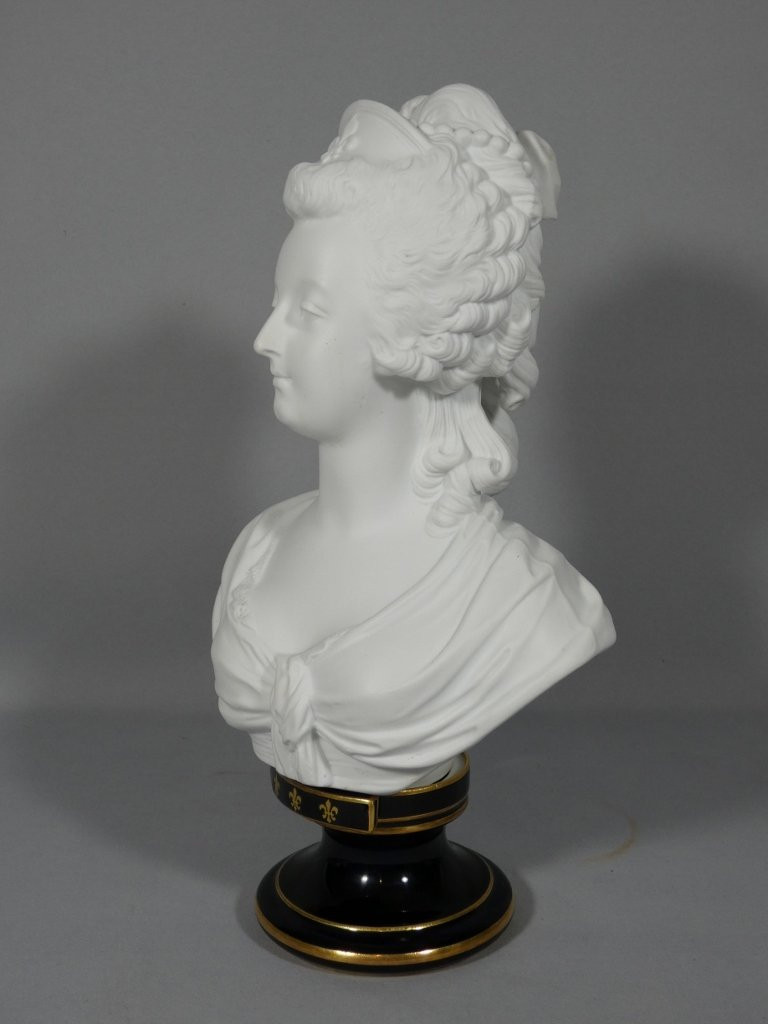 Marie Antoinette, Reine de France, sculpture en biscuit de porcelaine, Martial Redon, XIX ème-photo-3