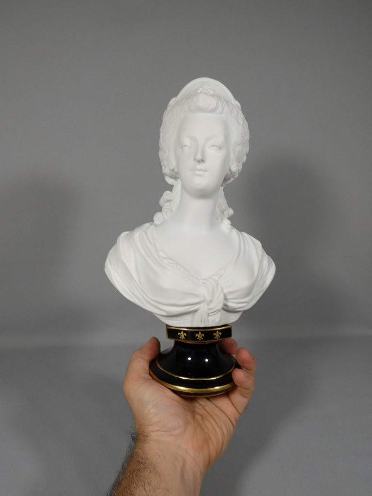Marie Antoinette, Reine de France, sculpture en biscuit de porcelaine, Martial Redon, XIX ème-photo-6