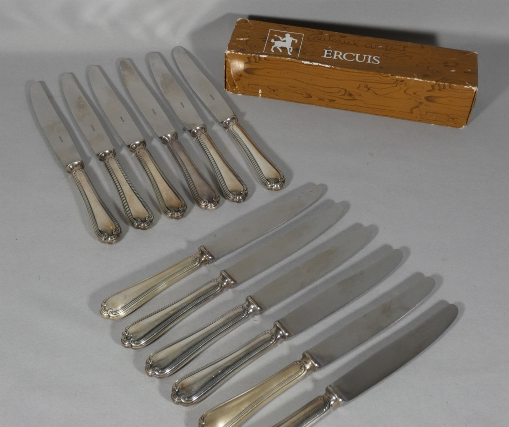 Ercuis Sully Model, 12 Silver-plated Table Knives