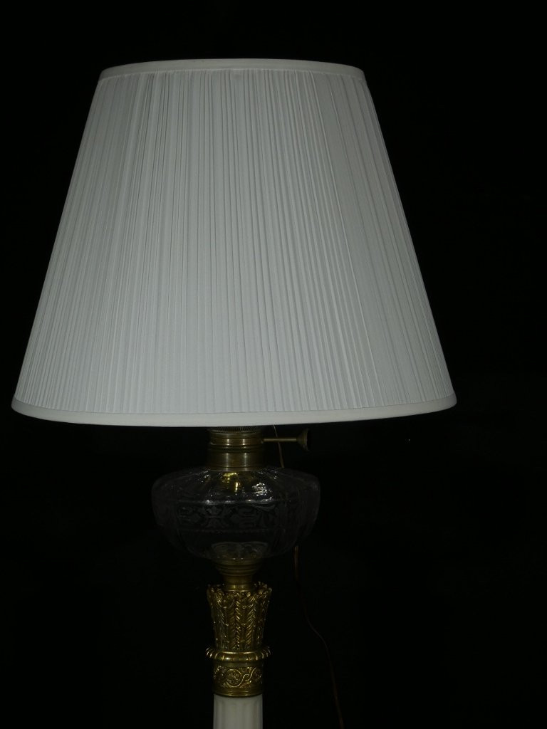 Très grande lampe de style Louis XVI en marbre et bronze, époque XIX ème-photo-3