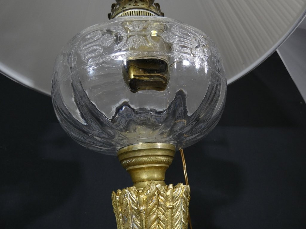 Très grande lampe de style Louis XVI en marbre et bronze, époque XIX ème-photo-5