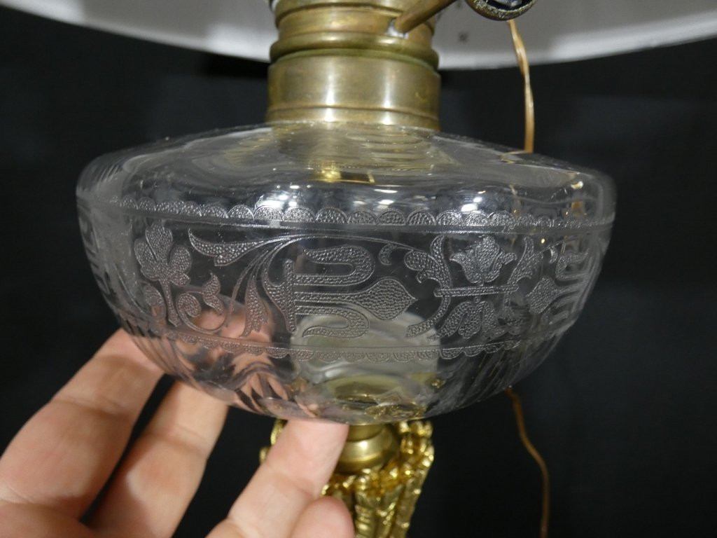 Très grande lampe de style Louis XVI en marbre et bronze, époque XIX ème-photo-7