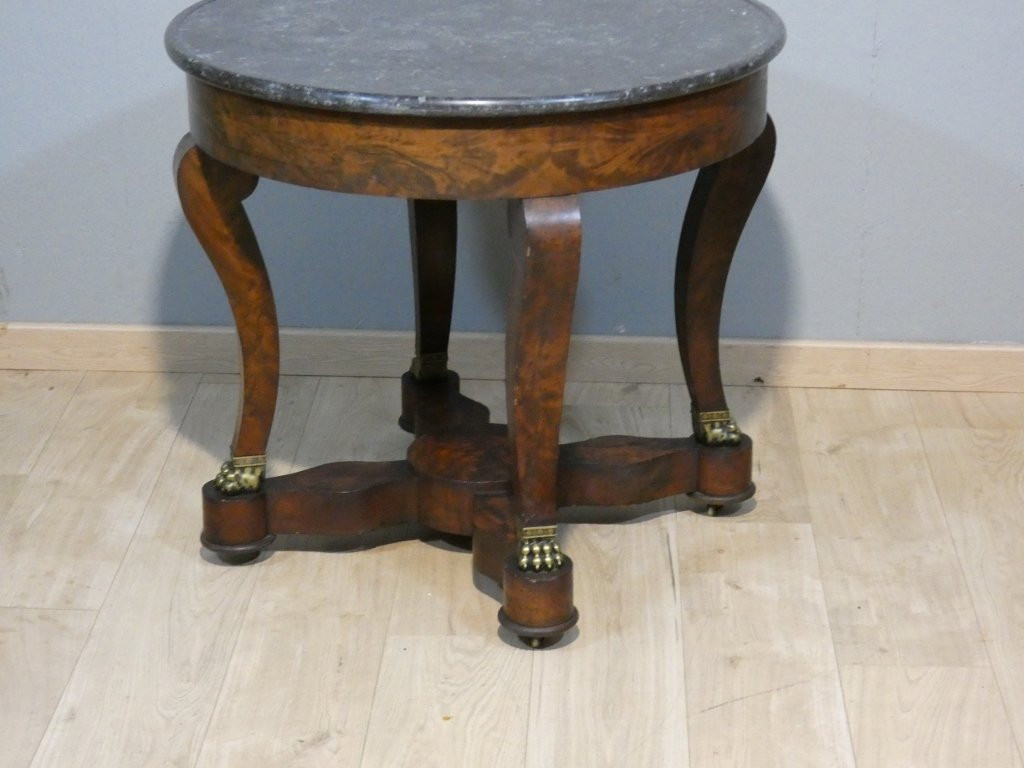 Restoration Pedestal Table In Mahogany And Marble, Early 19th Century-photo-2
