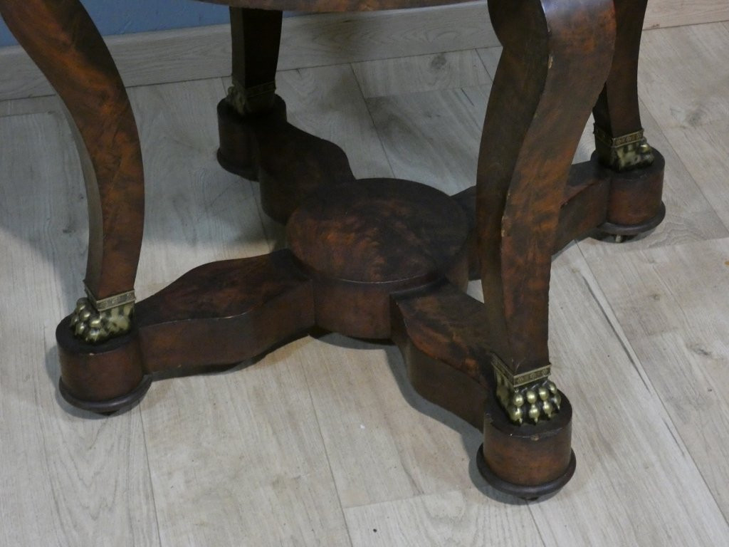 Restoration Pedestal Table In Mahogany And Marble, Early 19th Century-photo-3