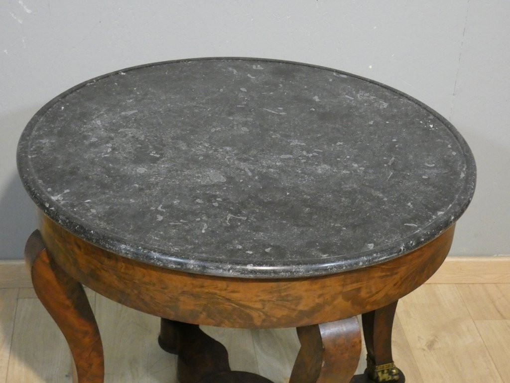 Restoration Pedestal Table In Mahogany And Marble, Early 19th Century-photo-4