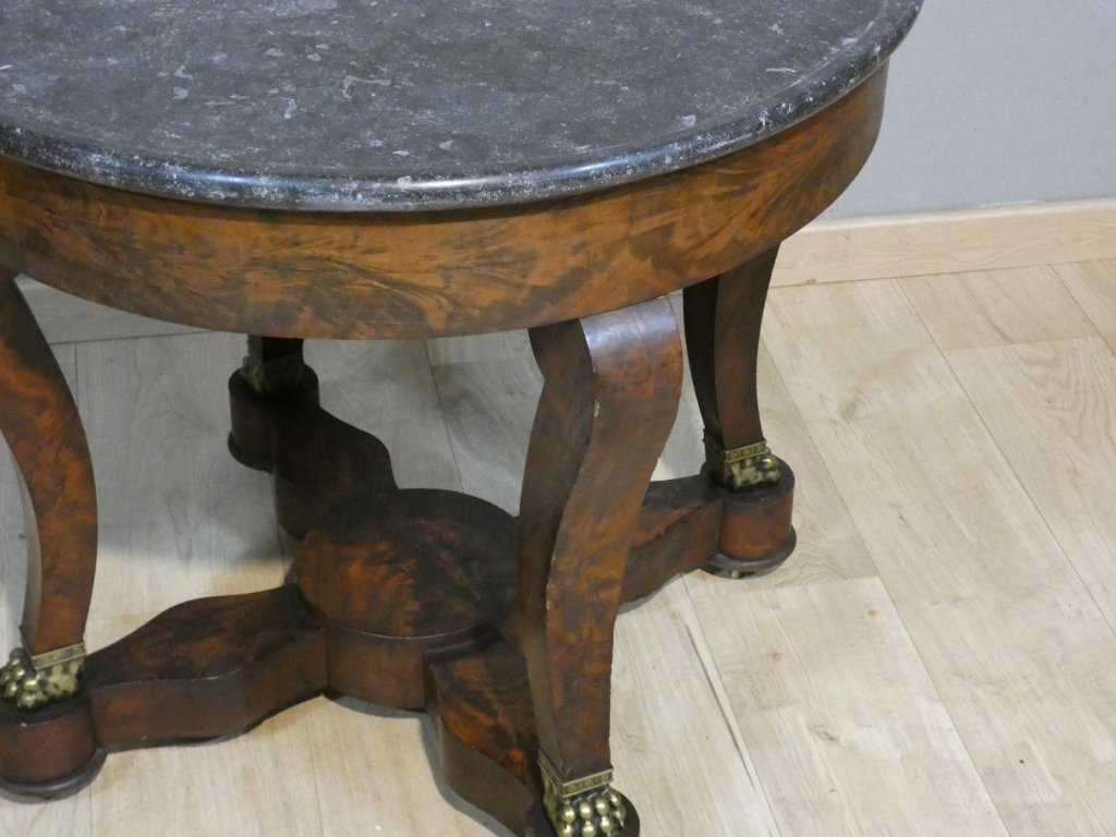 Restoration Pedestal Table In Mahogany And Marble, Early 19th Century-photo-1