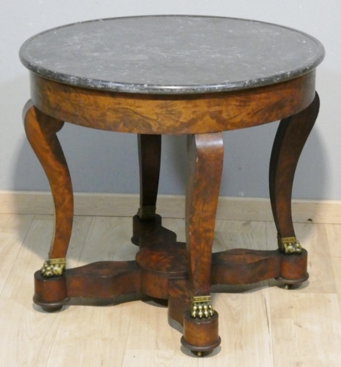Restoration Pedestal Table In Mahogany And Marble, Early 19th Century