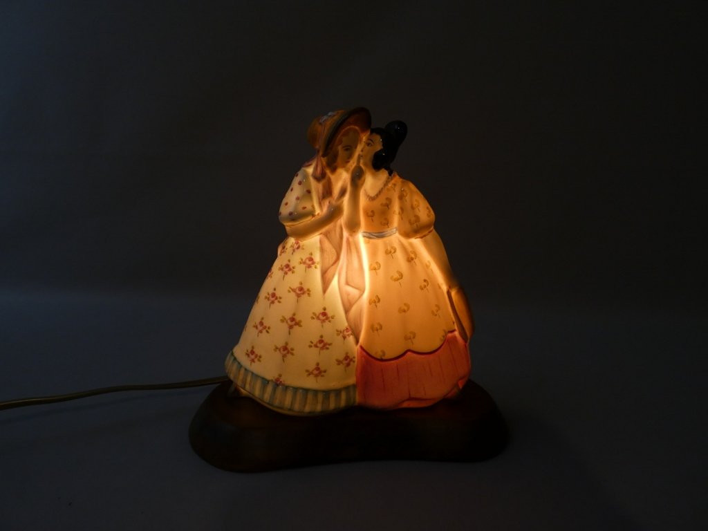 Limoges Porcelain Night Light, The Two Friends, 1930s Period-photo-3