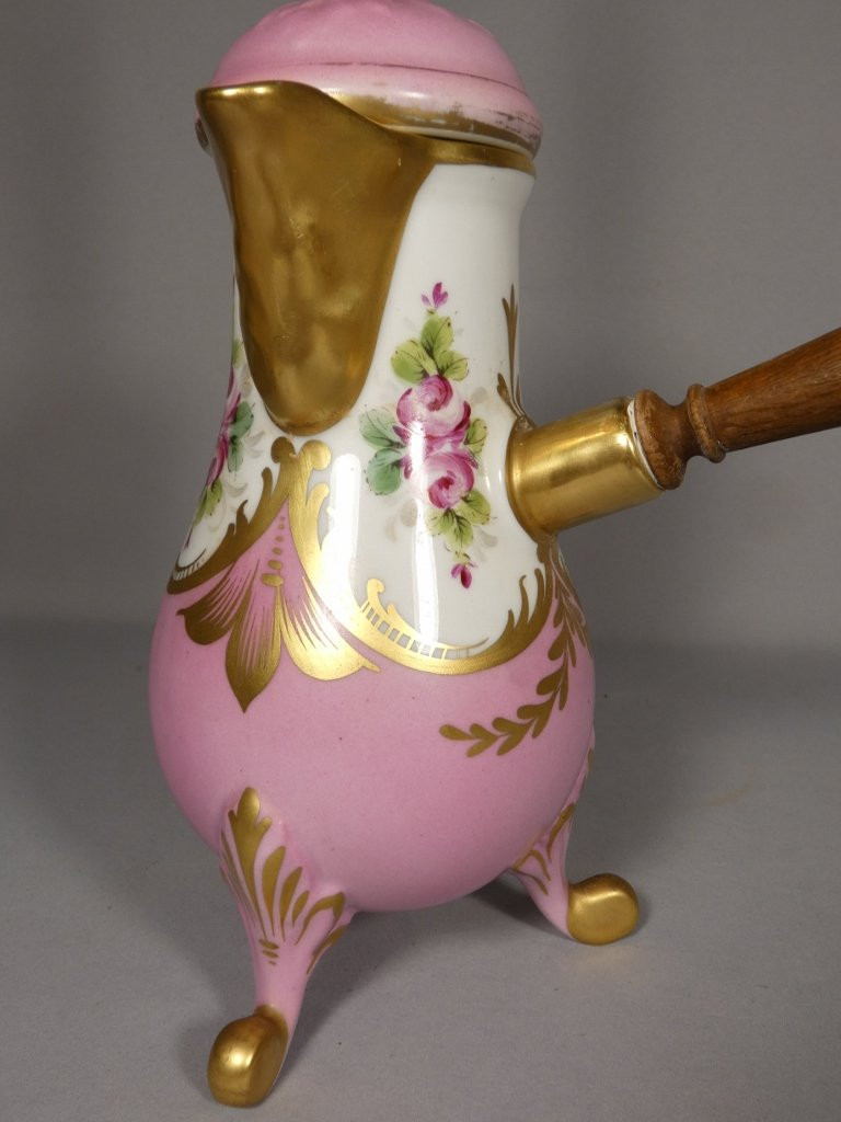 Limoges Porcelain Chocolate Pot Hand-painted With Roses-photo-2