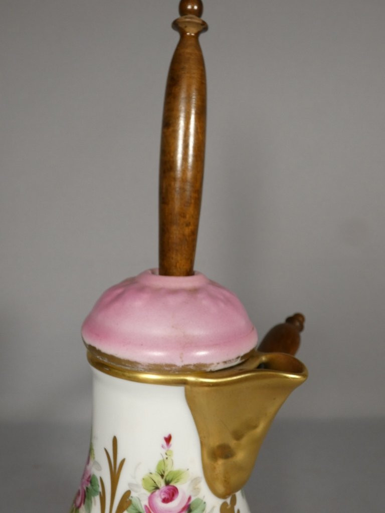 Limoges Porcelain Chocolate Pot Hand-painted With Roses-photo-1