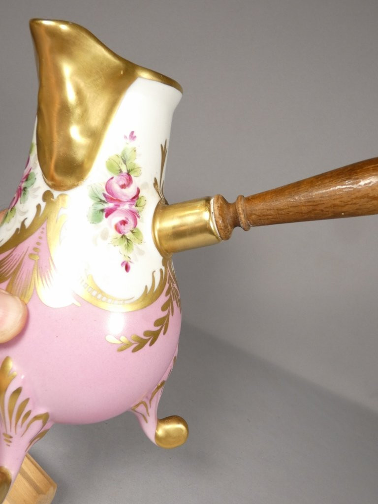 Limoges Porcelain Chocolate Pot Hand-painted With Roses-photo-4
