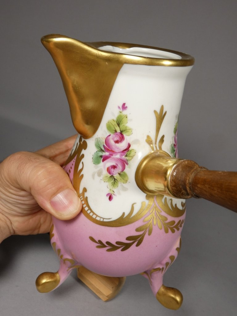 Limoges Porcelain Chocolate Pot Hand-painted With Roses-photo-5