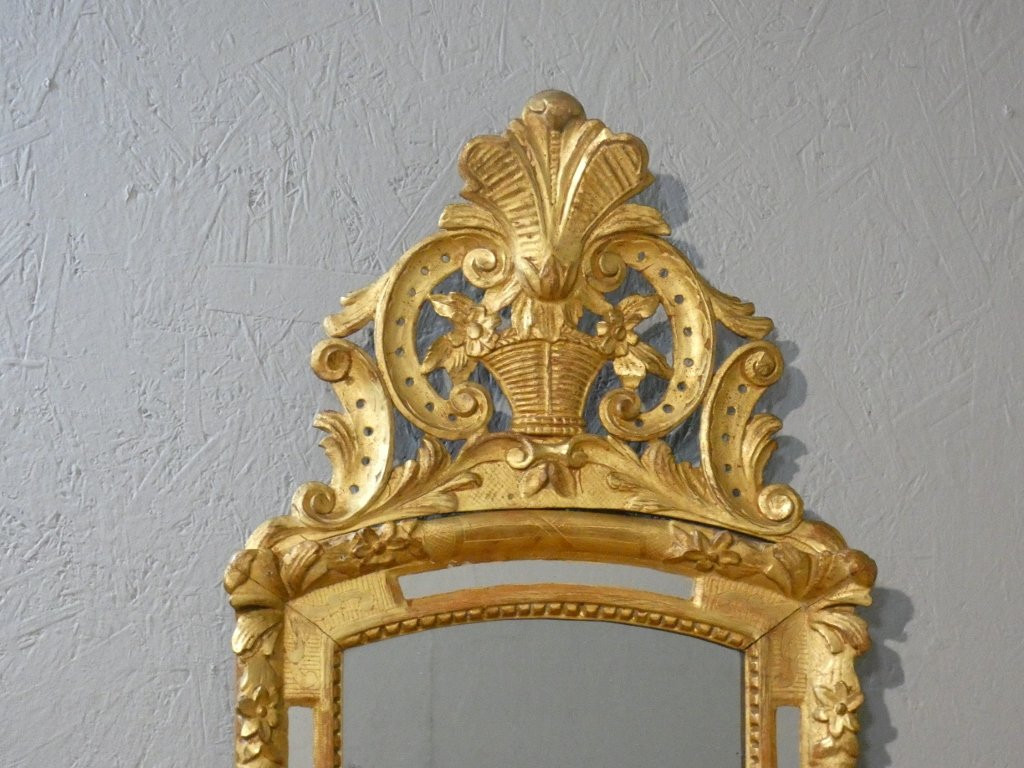 Regency Period Mirror With Parcloses In Carved Wood With Gilt Leaf, 18th Century-photo-2
