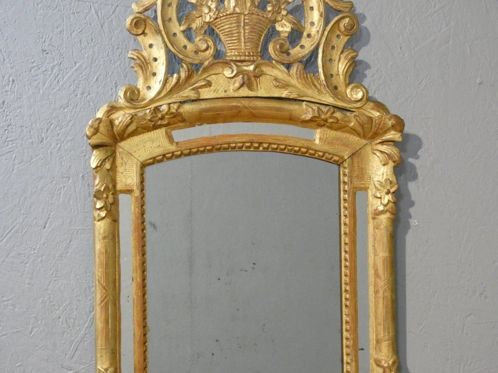 Regency Period Mirror With Parcloses In Carved Wood With Gilt Leaf, 18th Century-photo-3