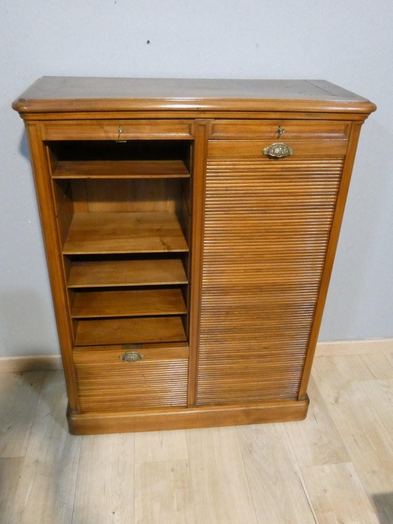 G Lancelin, Place Des Vosges, Paris, Trade Furniture, Walnut Filing Cabinet With Flaps, Dated 1914-photo-2