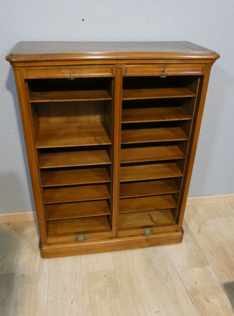 G Lancelin, Place Des Vosges, Paris, Trade Furniture, Walnut Filing Cabinet With Flaps, Dated 1914-photo-3