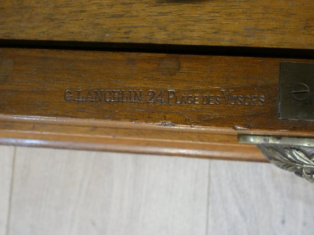 G Lancelin, Place Des Vosges, Paris, Trade Furniture, Walnut Filing Cabinet With Flaps, Dated 1914-photo-2