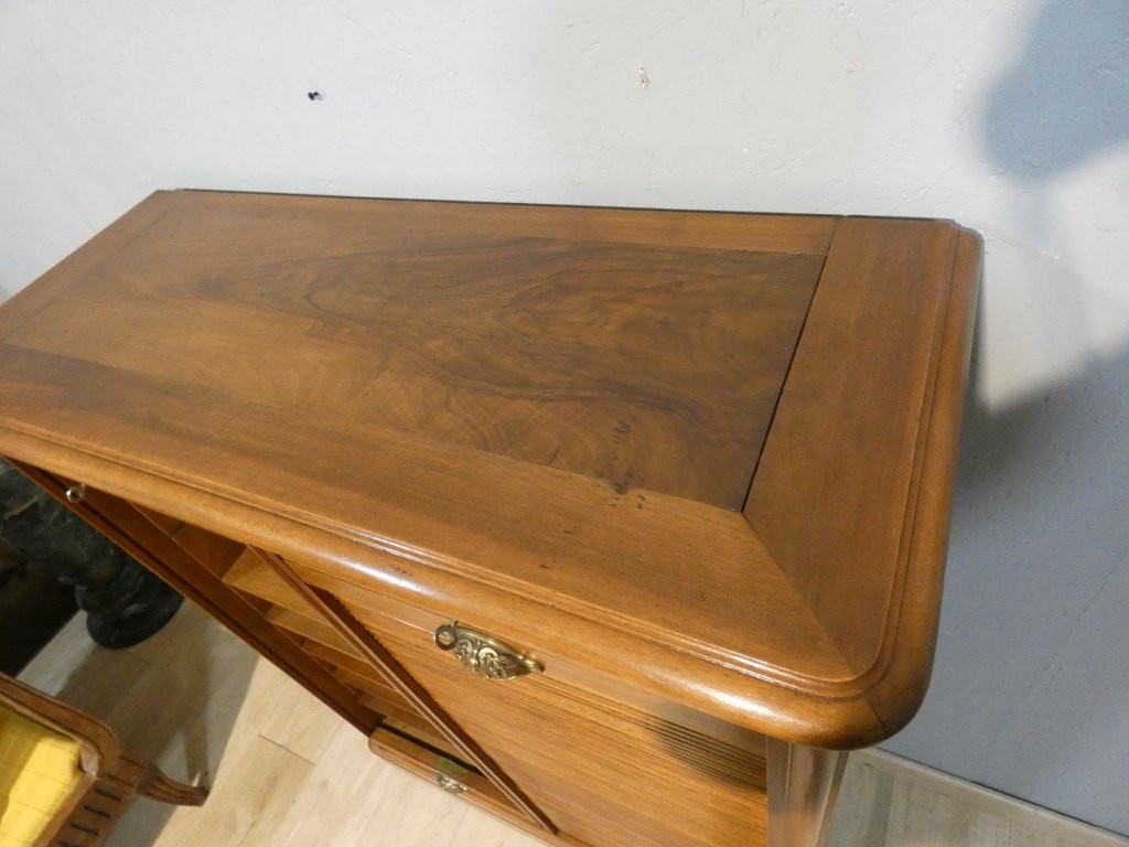 G Lancelin, Place Des Vosges, Paris, Trade Furniture, Walnut Filing Cabinet With Flaps, Dated 1914-photo-5